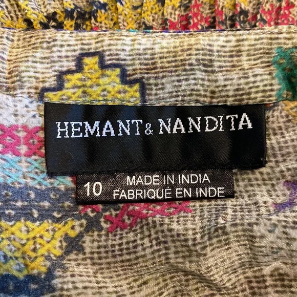 Anthropologie Hemant & Nandita 10 Silk Ethnic Seuqin Embellished Dress Boho - Picture 6 of 7